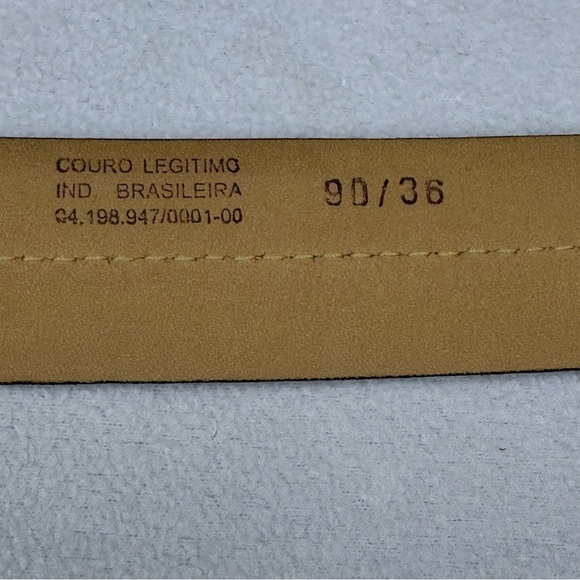 Via Veneto Belt Men’s 36 Brown‎ Genuine Leather Silver Buckle Contrast Stitching - Picture 6 of 10